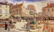 Ludovic Piette The Market Outside Pontoise Town hall Spain oil painting artist